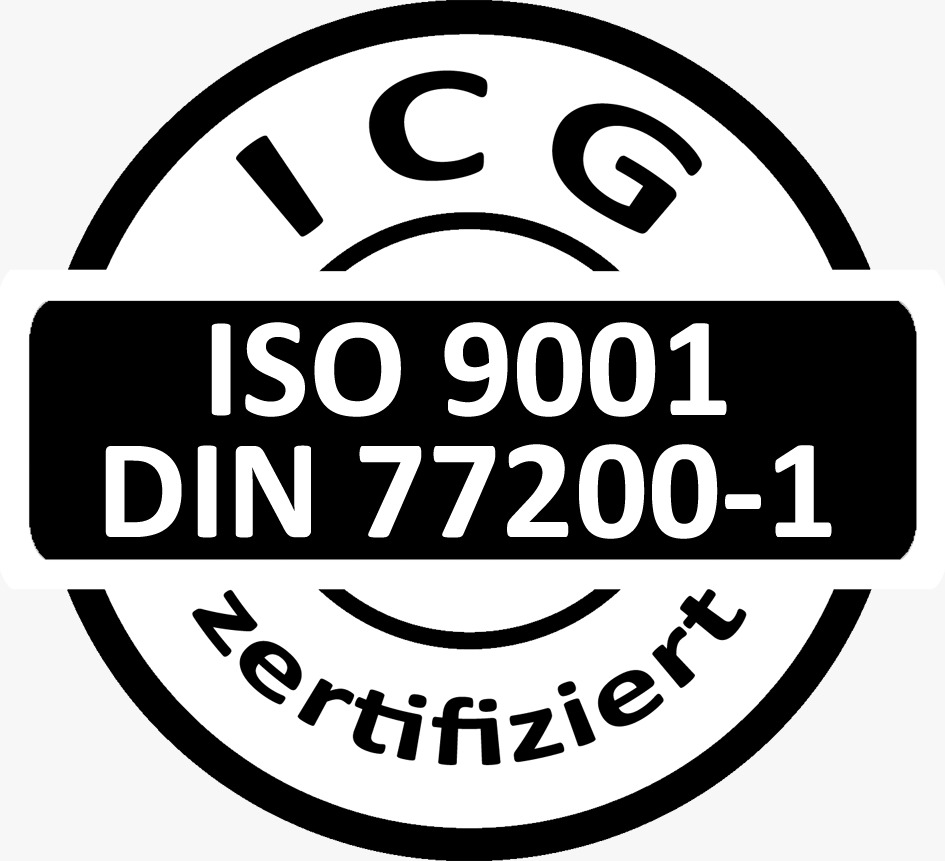 ICG-Siegel: ISO 9001 und DIN 77200-1 zertifiziert