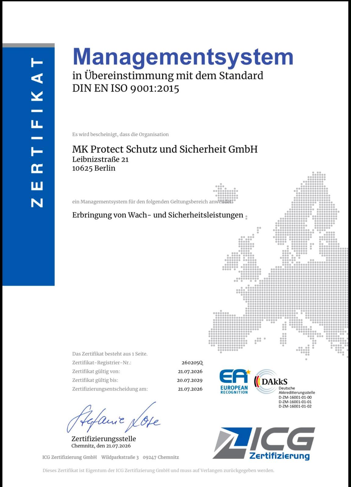 Zertifikat DIN EN ISO 9001:2015